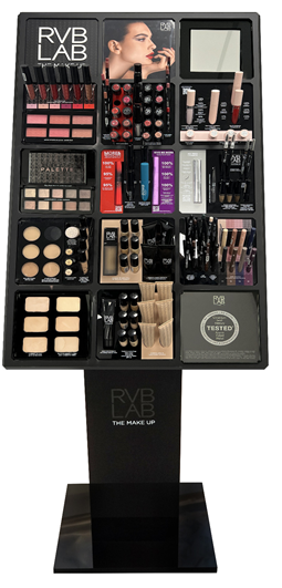 RVB EXPO GENERAL CON PIE Y RUEDAS (11 módulos libre elección+2 imagenes+ espejo) solo expositor