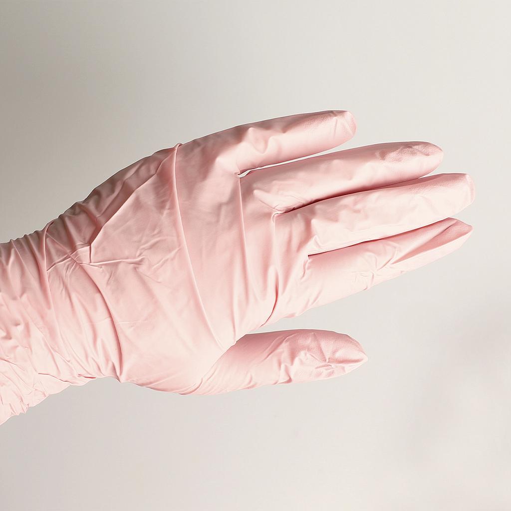 PN Guante nitrilo sin polvo talla pequeña 100uds rosa